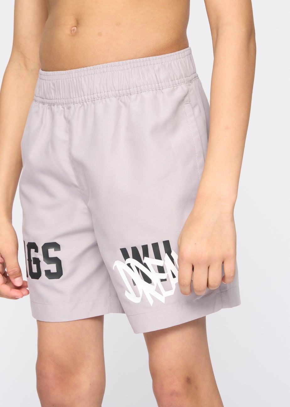 Kings Will Dream Ash Grey Tagged Swim Shorts (7-14 yrs)