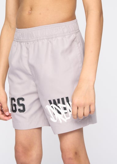 Kings Will Dream Ash Grey Tagged Swim Shorts (7-14 yrs)
