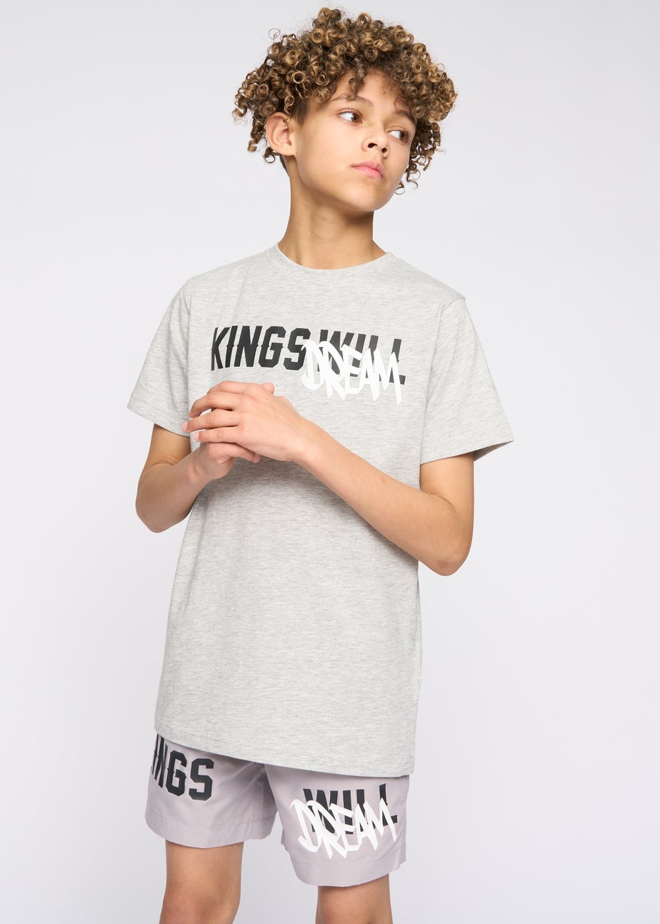 Kings Will Dream Ash Grey Tagged Swim Shorts (7-14 yrs)
