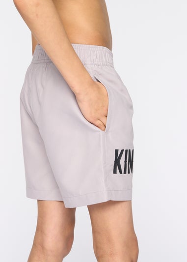 Kings Will Dream Ash Grey Tagged Swim Shorts (7-14 yrs)