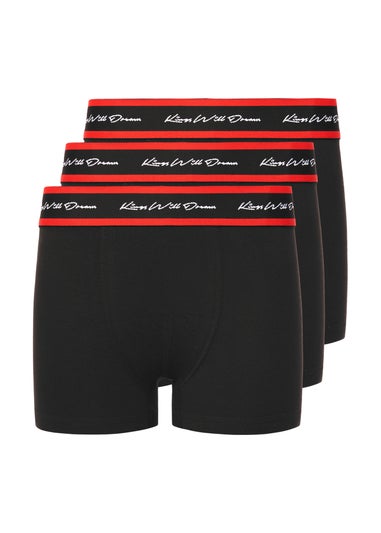 Kings Will Dream Black Scriptband 3pk Boxers (7-14 yrs)