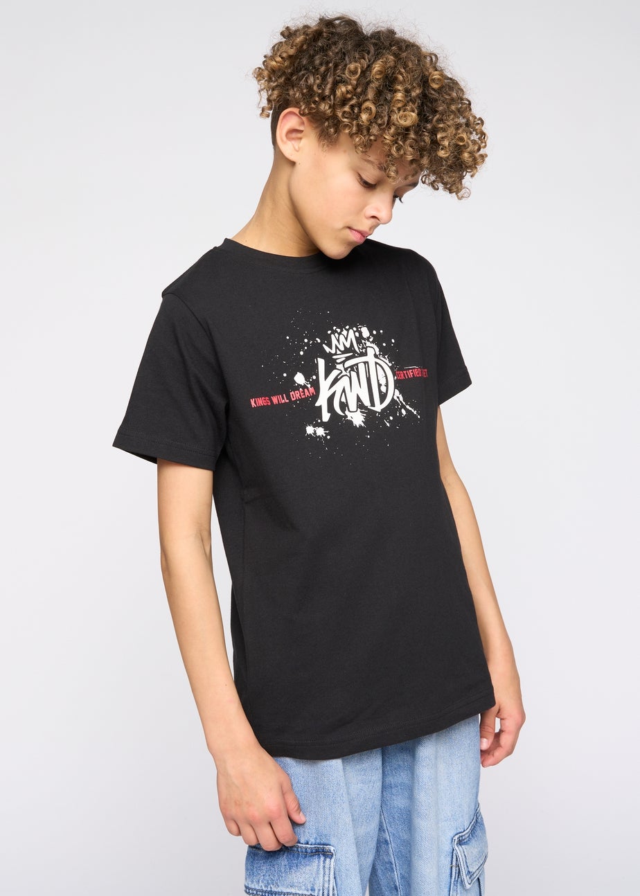Kings Will Dream Black Paintsplat T Shirt (7-14 yrs)