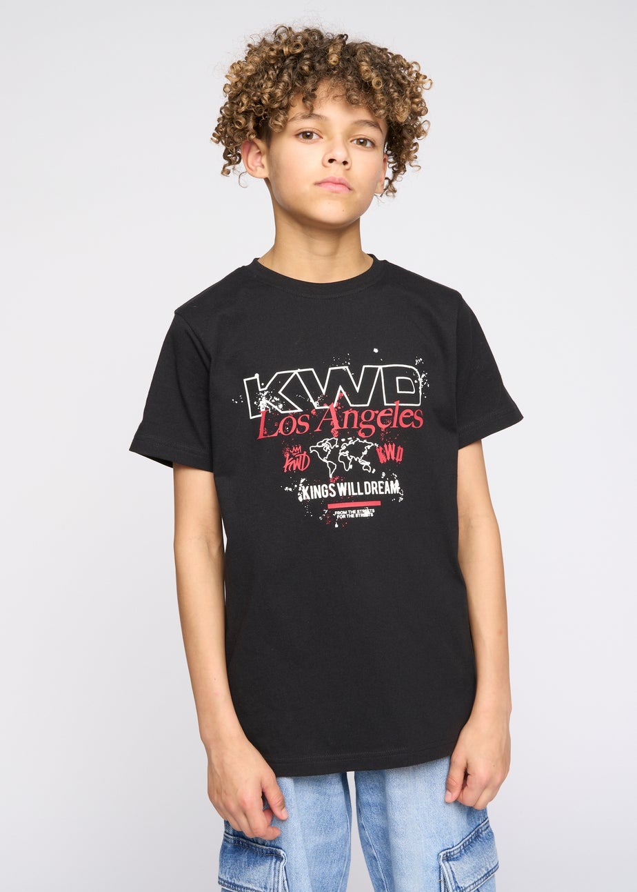 Kings Will Dream Black Mapped T Shirt (7-14 yrs)
