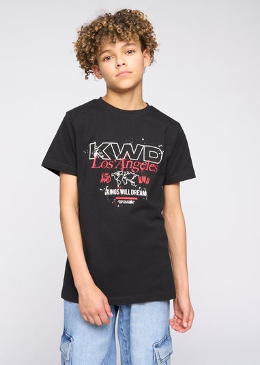 Kings Will Dream Black Mapped T Shirt (7-14 yrs)