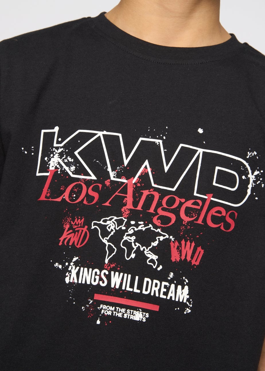 Kings Will Dream Black Mapped T Shirt (7-14 yrs)