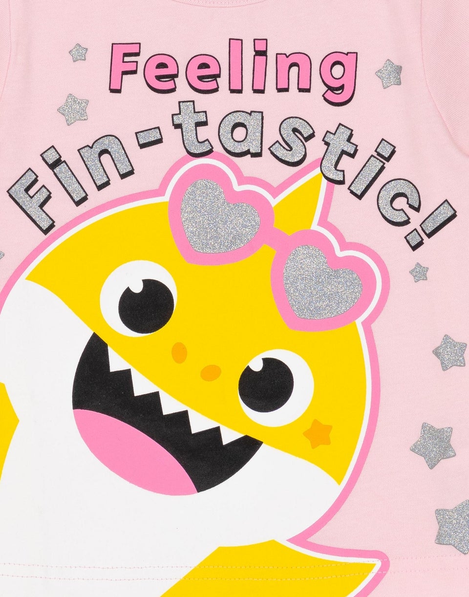 Baby Shark Kids Pink Shortie Pyjamas (12 Months-5 Years)