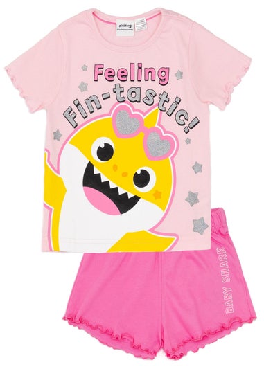 Baby Shark Kids Pink Shortie Pyjamas (12 Months-5 Years)