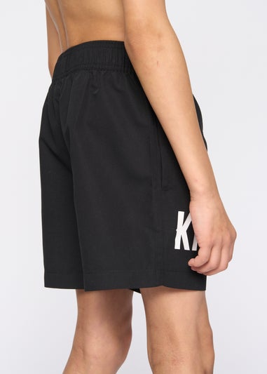 Kings Will Dream Black Tagged Swim Shorts (7-14 yrs)