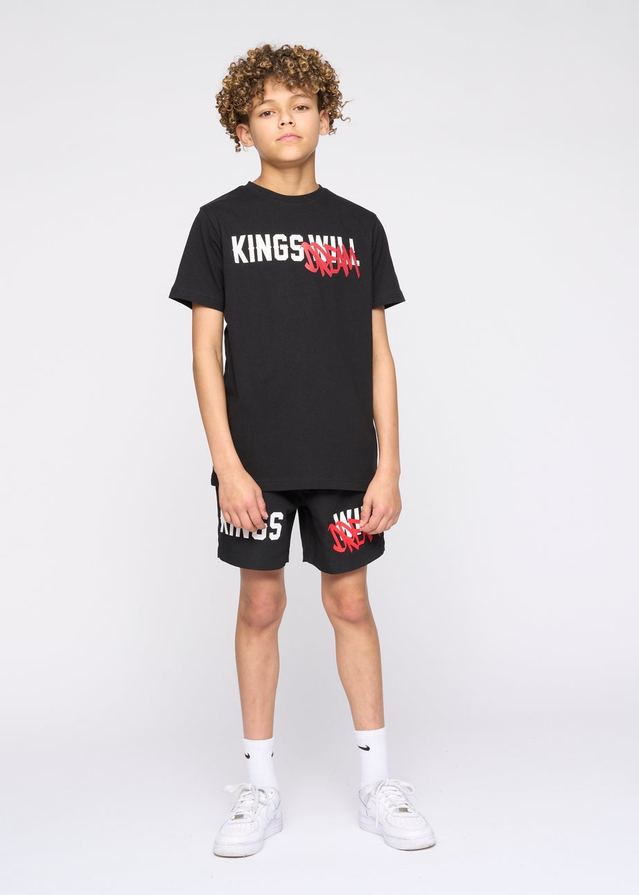 Kings Will Dream Black Tagged Swim Shorts (7-14 yrs)
