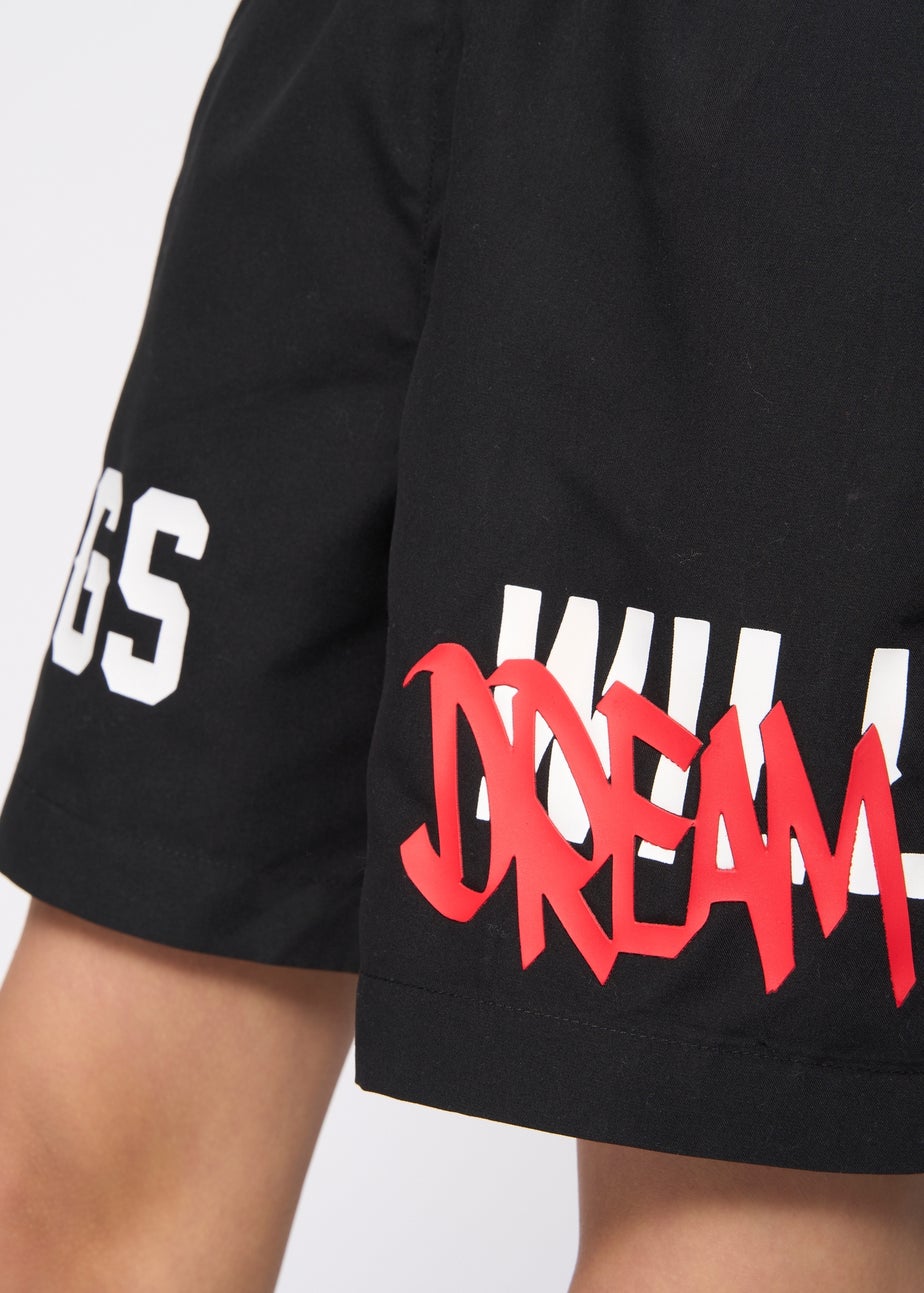 Kings Will Dream Black Tagged Swim Shorts (7-14 yrs)