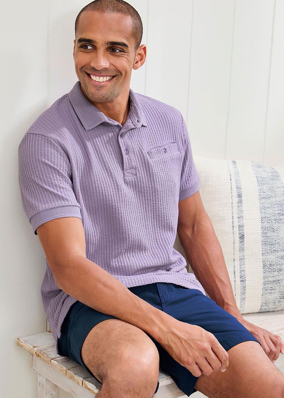 Cotton Traders Heather Seersucker Polo Shirt