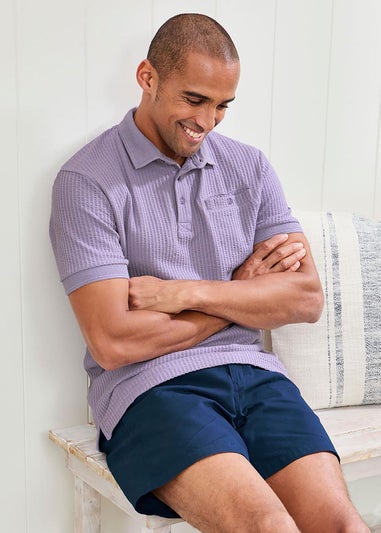 Cotton Traders Heather Seersucker Polo Shirt