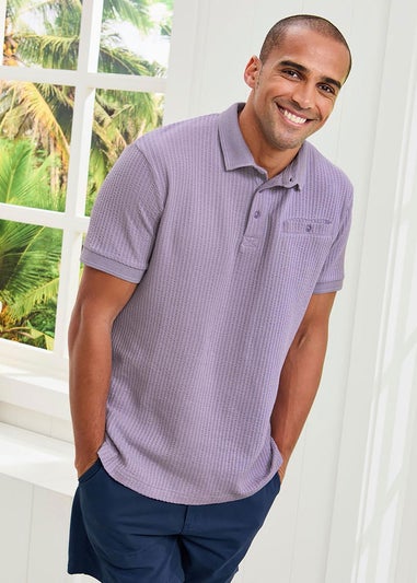 Cotton Traders Heather Seersucker Polo Shirt