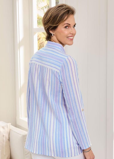 Cotton Traders Light Blue Cotton Stripe Shirt