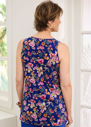 Cotton Traders Pale Blue Printed Crinkle Vest