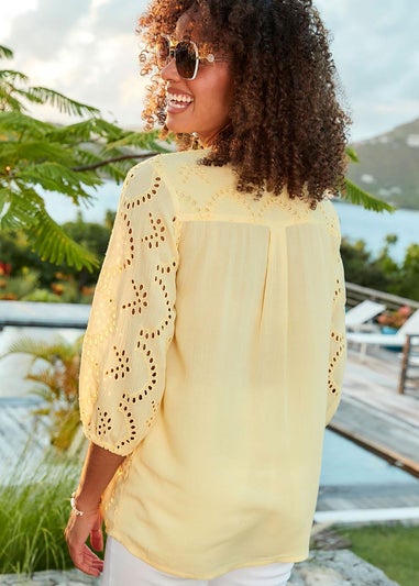 Cotton Traders Lemon Broiderie Blouse