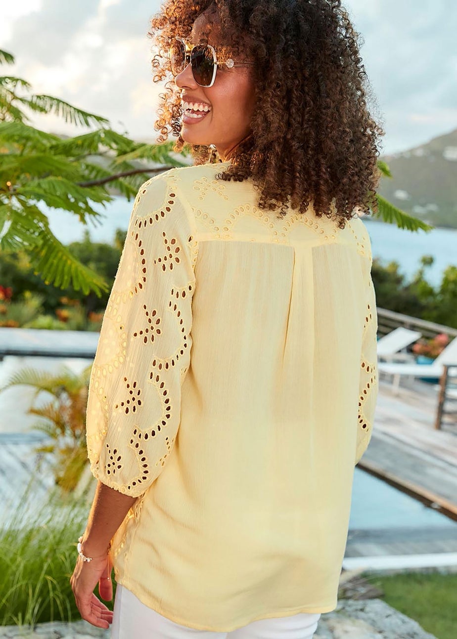 Cotton Traders Lemon Broiderie Blouse