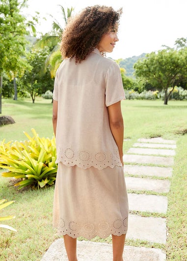 Cotton Traders Ecru Short Sleeve Cut Work Blouse