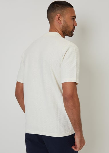 Threadbare Natural Textured Revere Collar Knitted Shirt