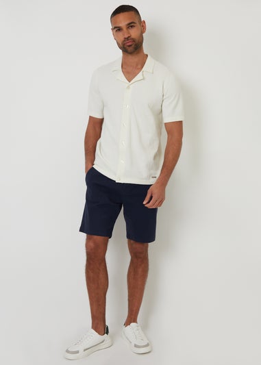 Threadbare Natural Textured Revere Collar Knitted Shirt