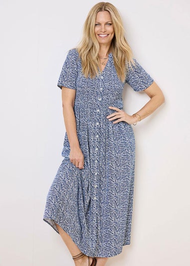 Cotton Traders Sky Blue Printed Maxi Dress