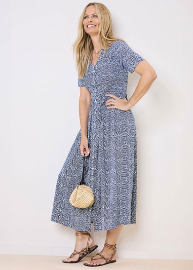Cotton Traders Sky Blue Printed Maxi Dress