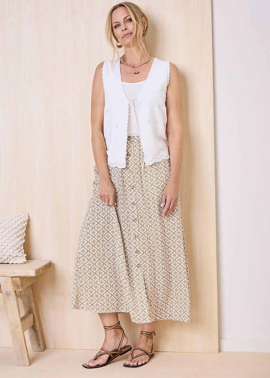 Cotton Traders Mink Mock Button Pull On skirt