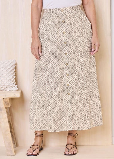 Cotton Traders Mink Mock Button Pull On skirt
