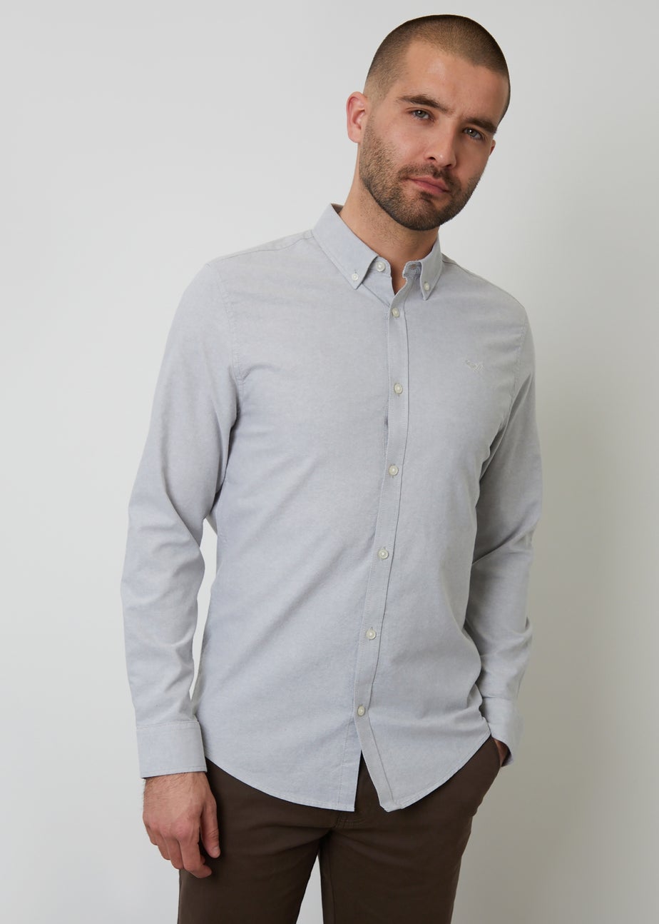 Threadbare Soft Green Oxford Cotton Slim Fit Long Sleeve Shirt