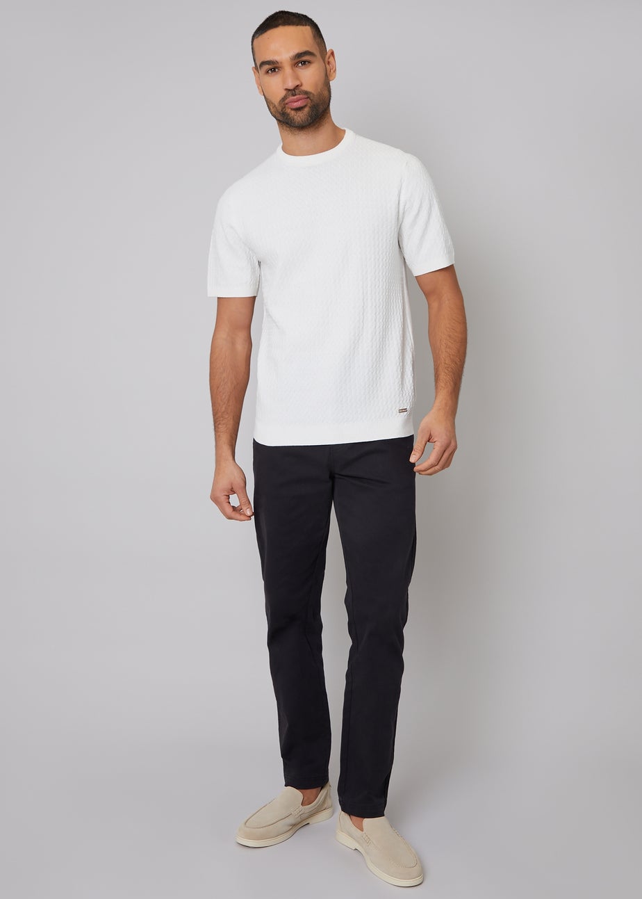 Threadbare Natural Textured Front Knitted T-Shirt