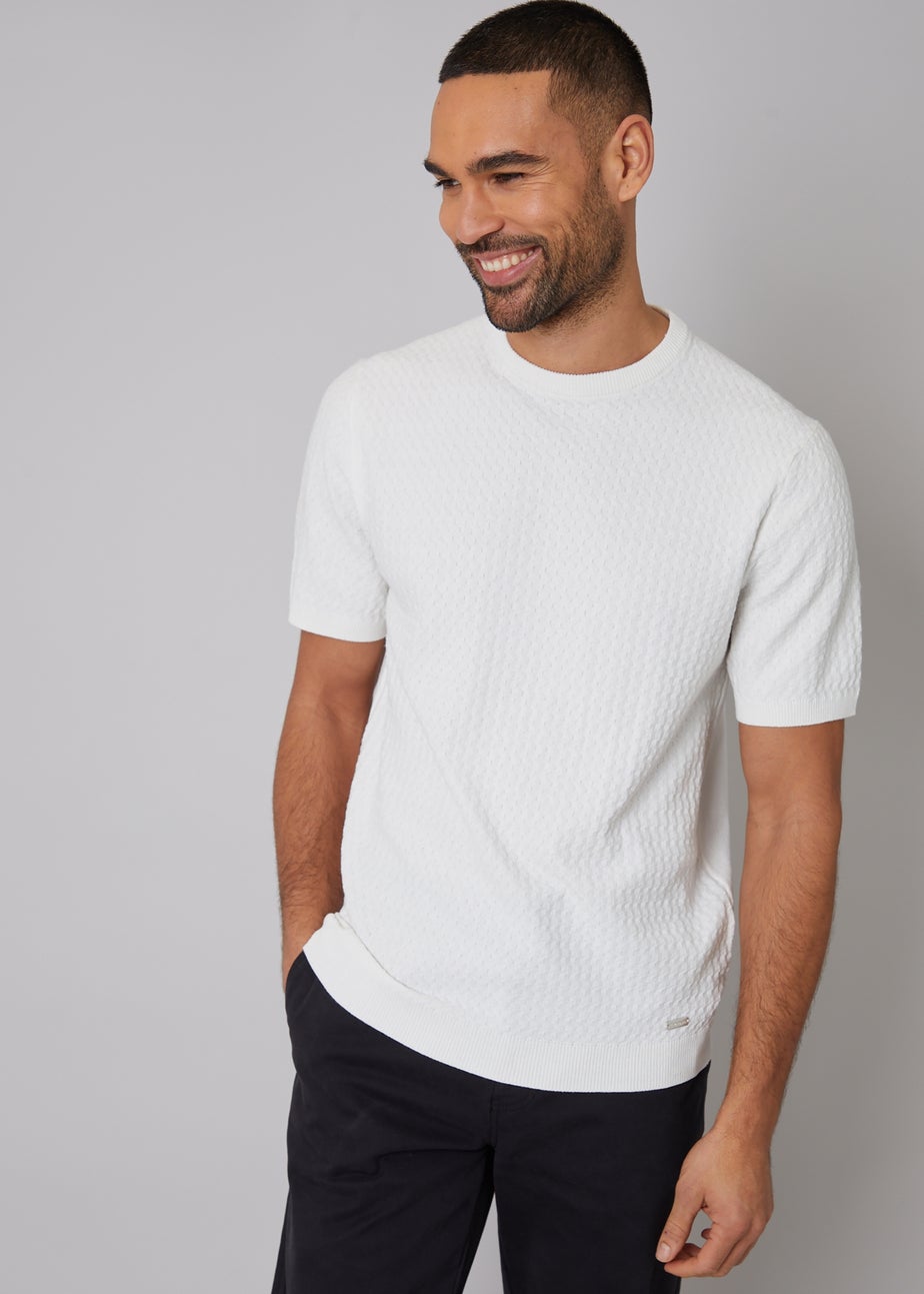 Threadbare Natural Textured Front Knitted T-Shirt