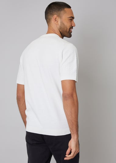 Threadbare Natural Textured Front Knitted T-Shirt