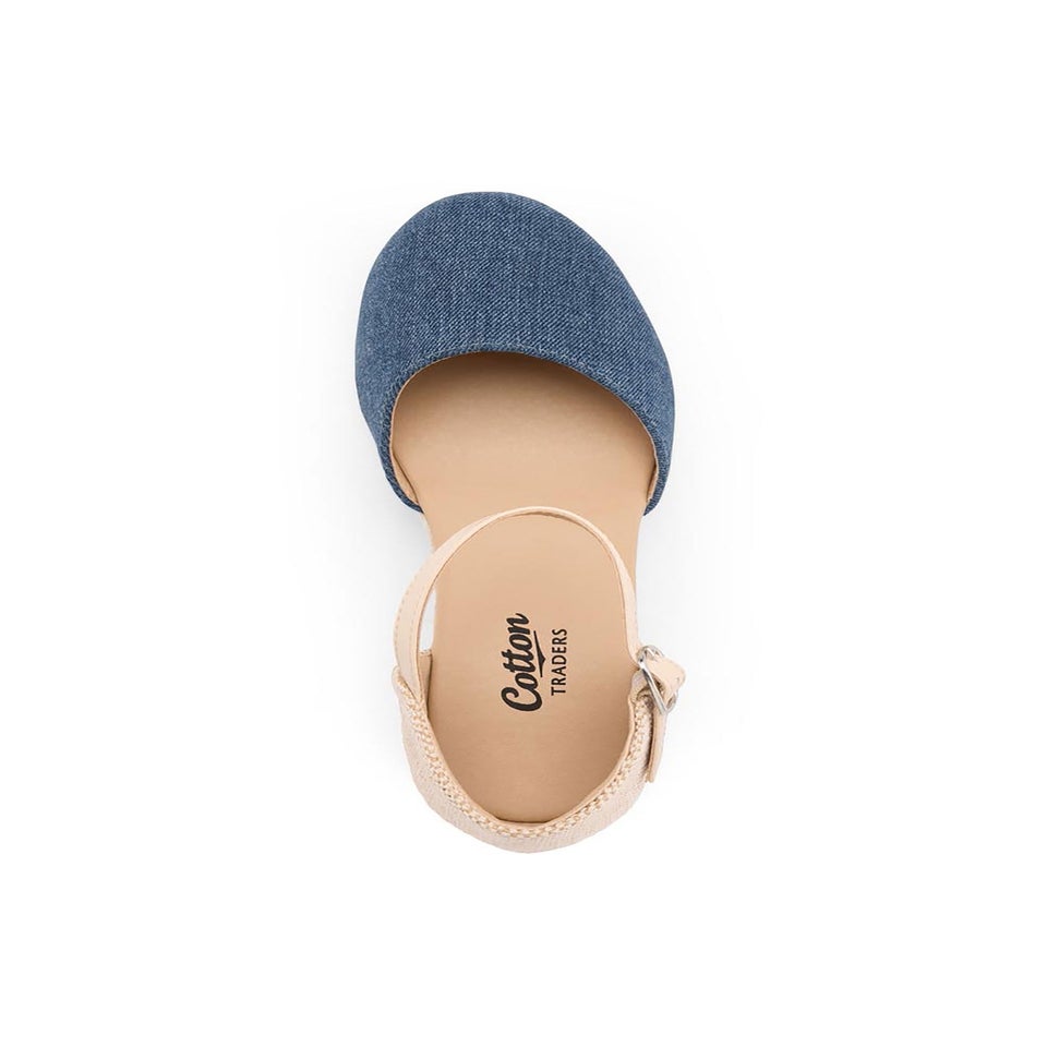 Cotton Traders Denim Espadrille Wedge Sandals
