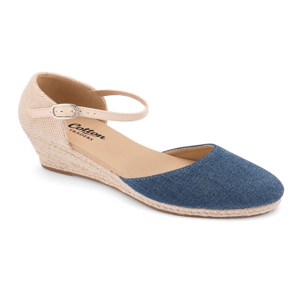 Cotton Traders Denim Espadrille Wedge Sandals