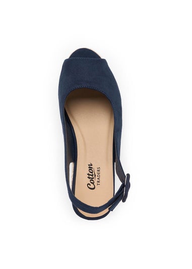 Cotton Traders Dark Blue Espadrille Wedge Sandals