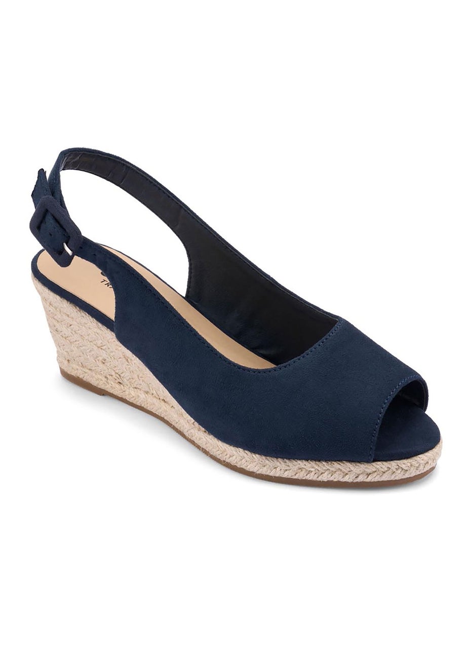 Cotton Traders Dark Blue Espadrille Wedge Sandals
