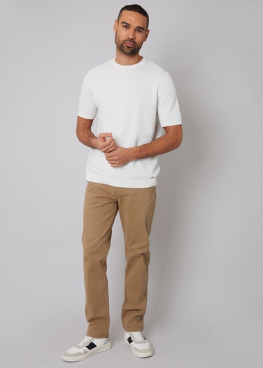 Threadbare Natural Mini Cable Design Knitted T-Shirt