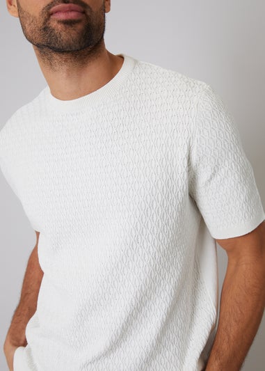 Threadbare Natural Mini Cable Design Knitted T-Shirt