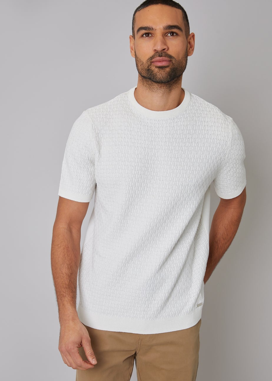 Threadbare Natural Mini Cable Design Knitted T-Shirt