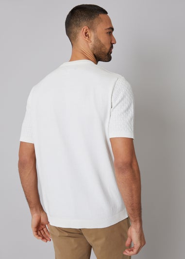 Threadbare Natural Mini Cable Design Knitted T-Shirt