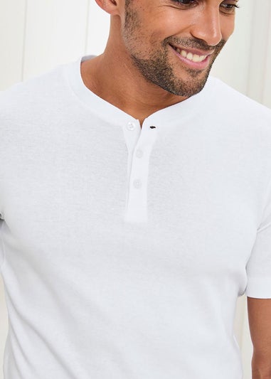 Cotton Traders White Short Sleeve Grandad Base Layer Top