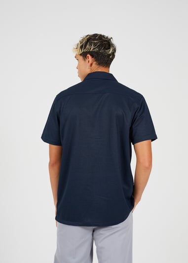 Brave Soul Navy Revere Collar Short Sleeve Shirt