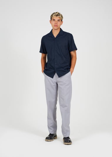 Brave Soul Navy Revere Collar Short Sleeve Shirt