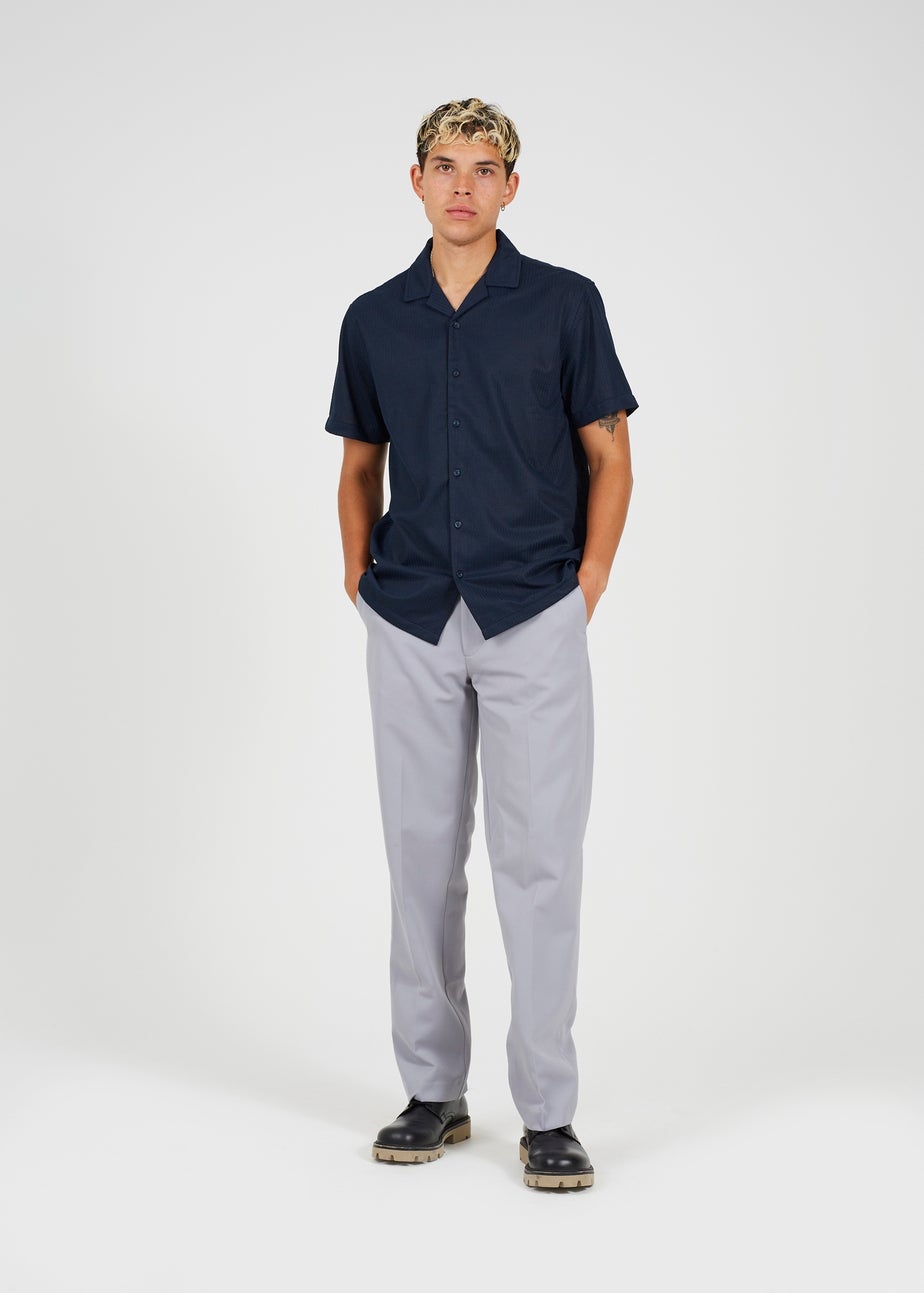 Brave Soul Navy Revere Collar Short Sleeve Shirt