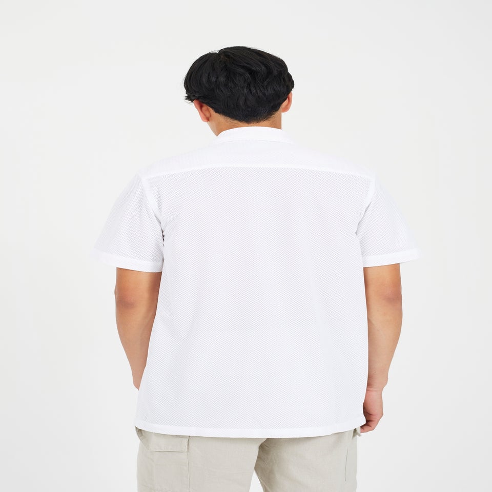 Brave Soul White Revere Collar Short Sleeve Shirt