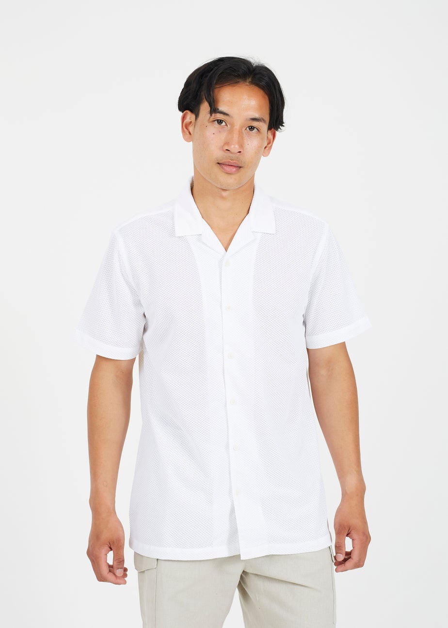 Brave Soul White Revere Collar Short Sleeve Shirt