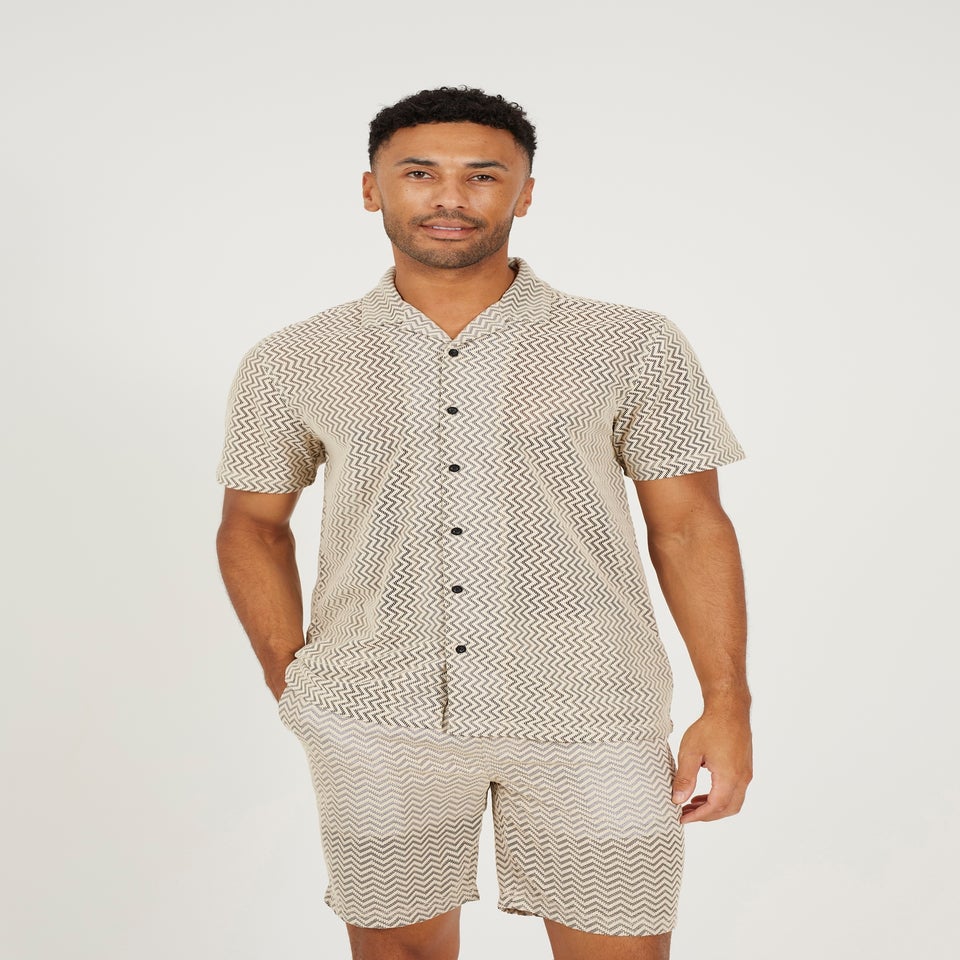 Brave Soul Black Revere Collar Short Sleeve Shirt