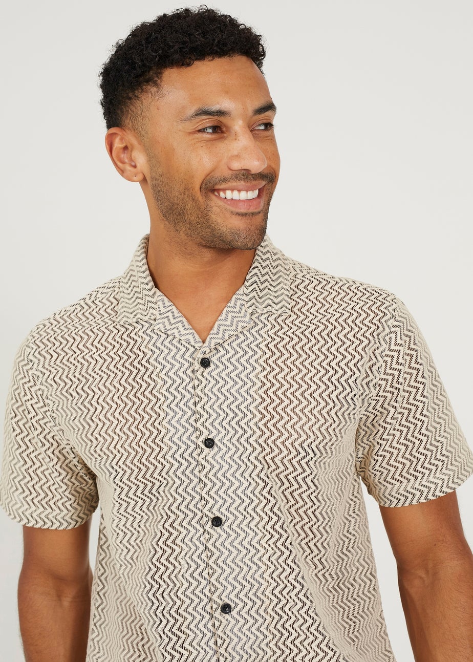 Brave Soul Black Revere Collar Short Sleeve Shirt