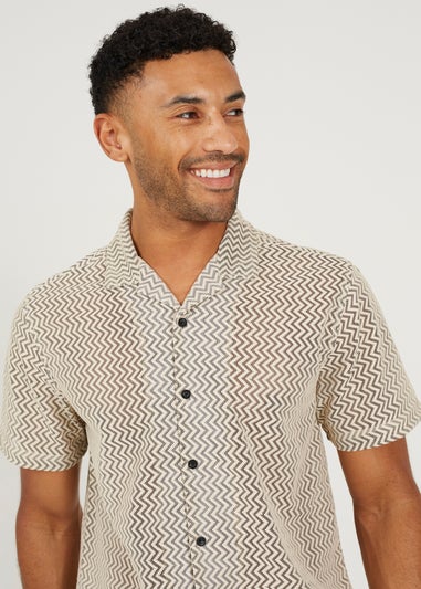Brave Soul Black Revere Collar Short Sleeve Shirt