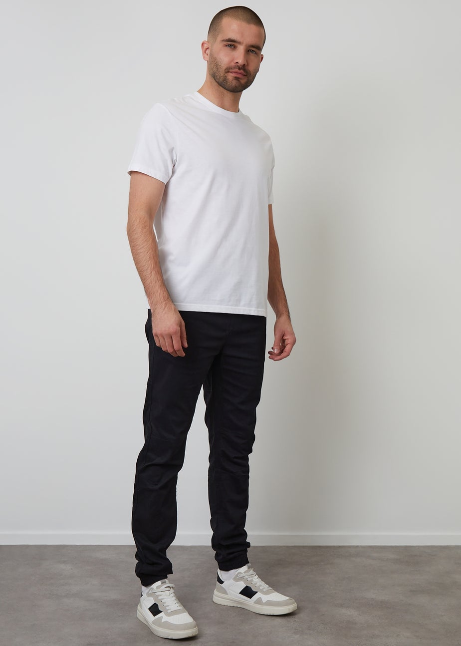 Threadbare Black Cotton Jogger Style Cuffed Trousers With Stretch